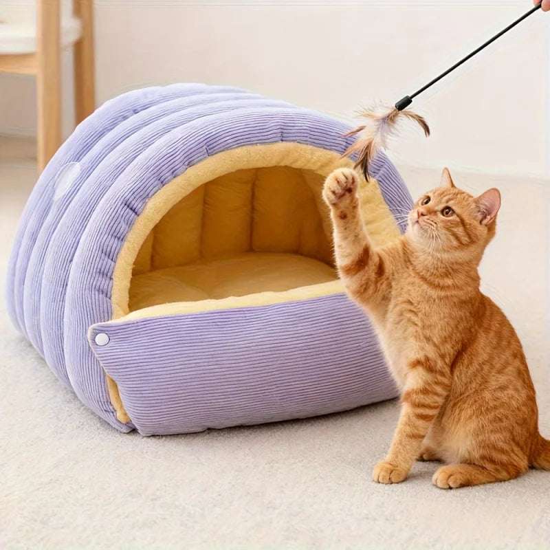 Zentrivo Warm Arctic Fleece Enclosed Cat Cave Bed