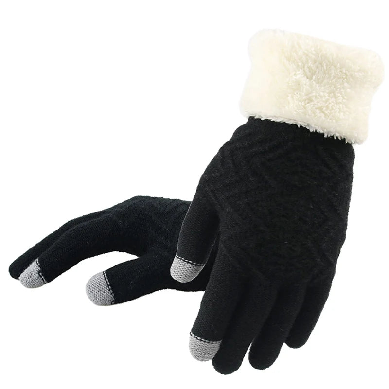 Zentrivo Plush Lined Touch Screen Knitted Gloves