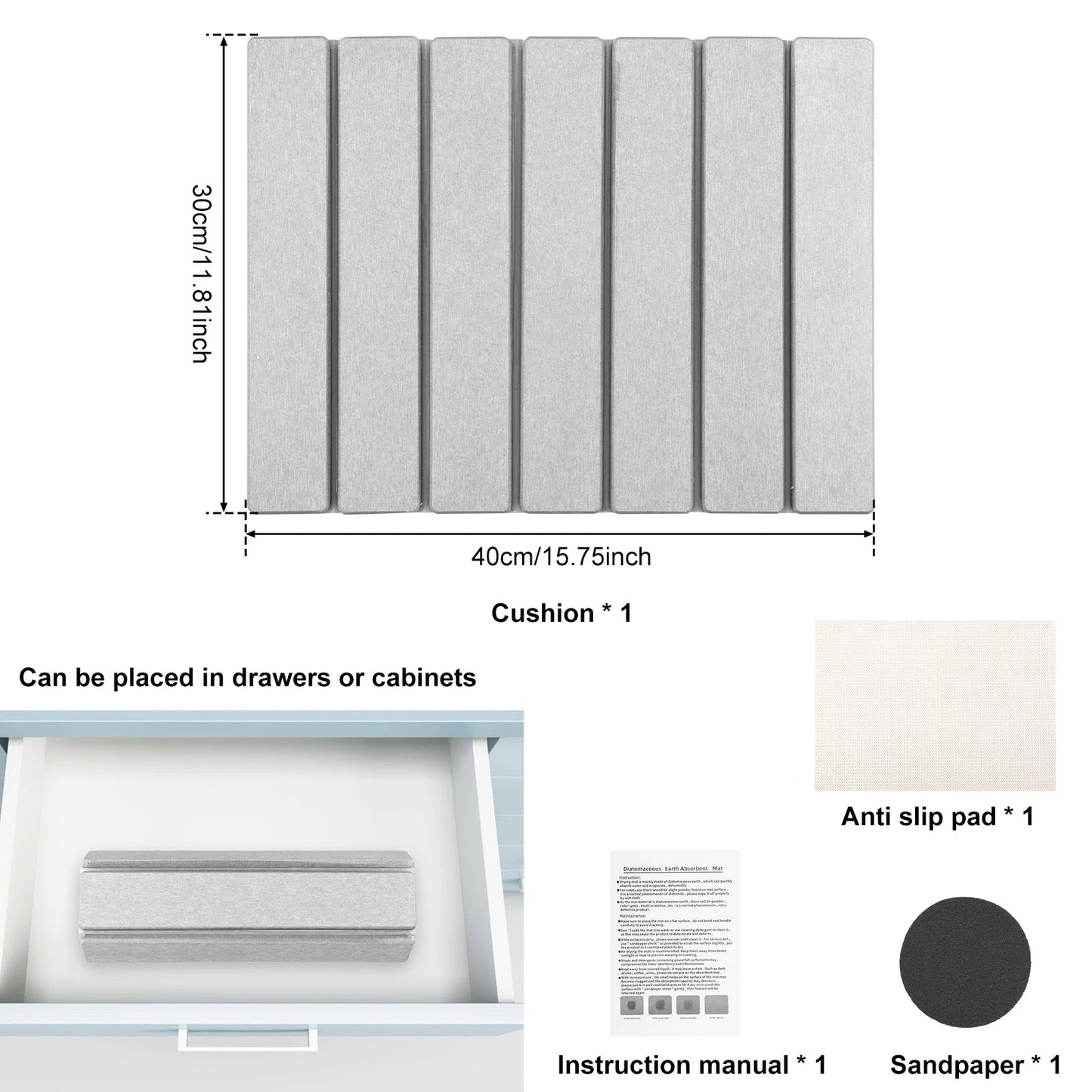 Zentrivo Foldable Diatomite Stone Dish Drying Mat