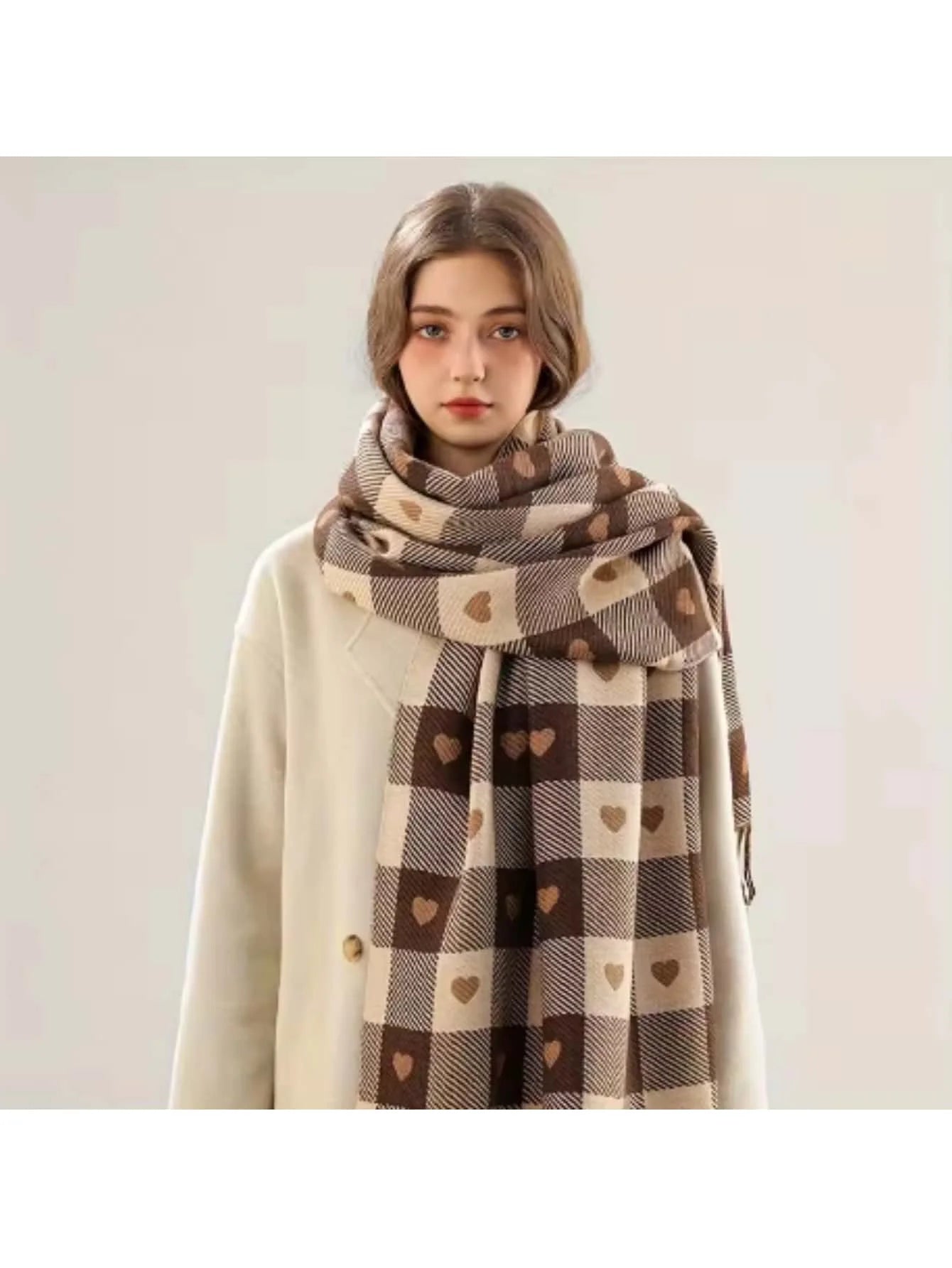 Zentrivo Cozy Checkered Winter Scarf Shawl