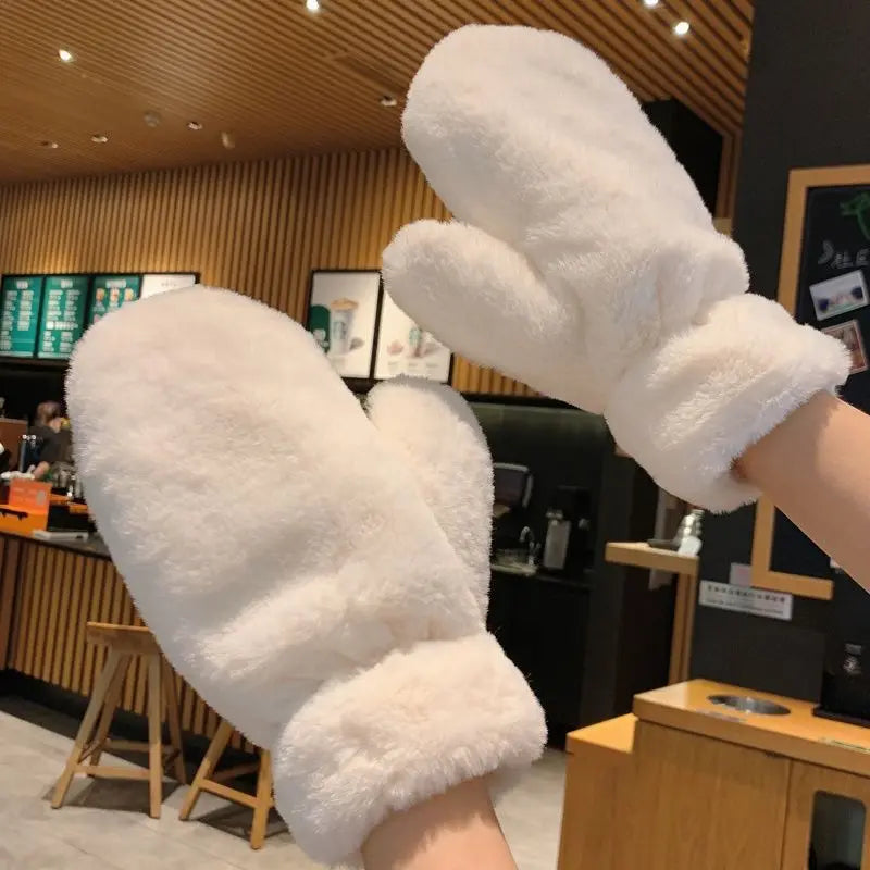 Zentrivo Fluffy Plush Mittens Winter Warm Gloves