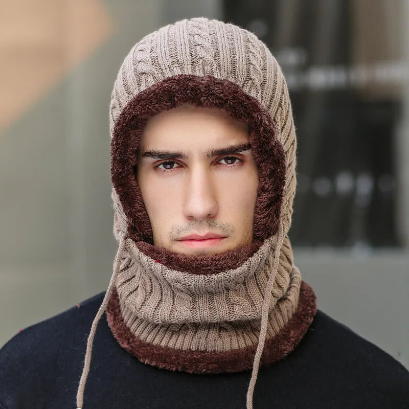 Zentrivo Winter Knit Hat Balaclava with Scarf