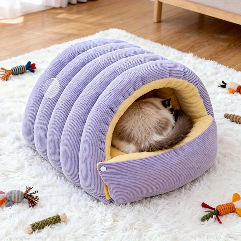 Zentrivo Warm Arctic Fleece Enclosed Cat Cave Bed
