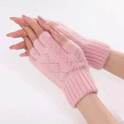 Zentrivo Soft Knit Fingerless Gloves for Winter