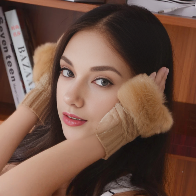 Zentrivo Faux Fur Fingerless Winter Gloves Hand Warmer