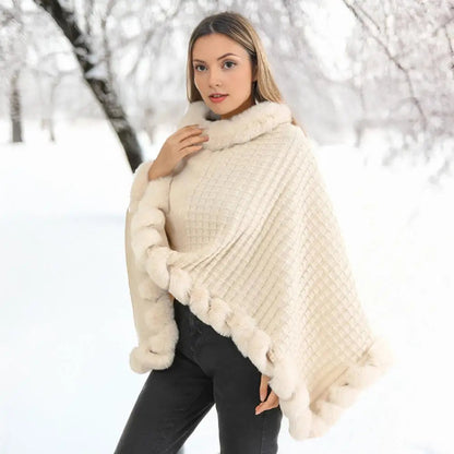 Zentrivo Faux Fur Shawl Cloak for Women