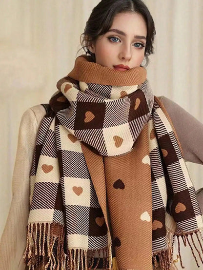 Zentrivo Cozy Checkered Winter Scarf Shawl