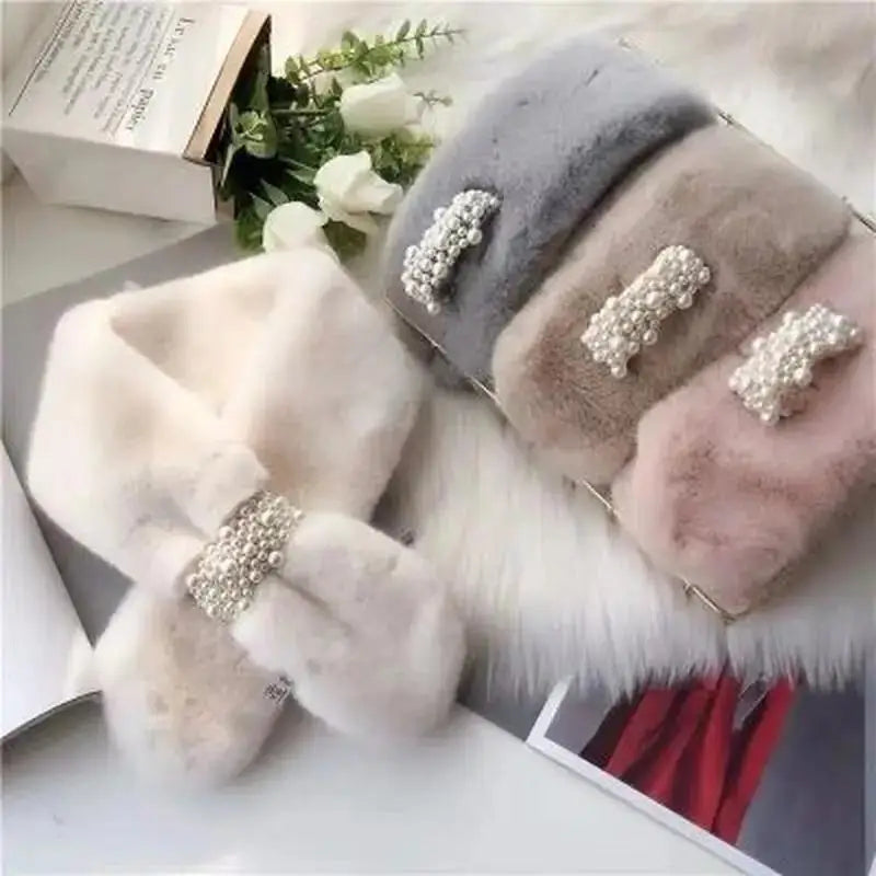 Zentrivo Luxury Faux Fur Pearl Winter Scarf