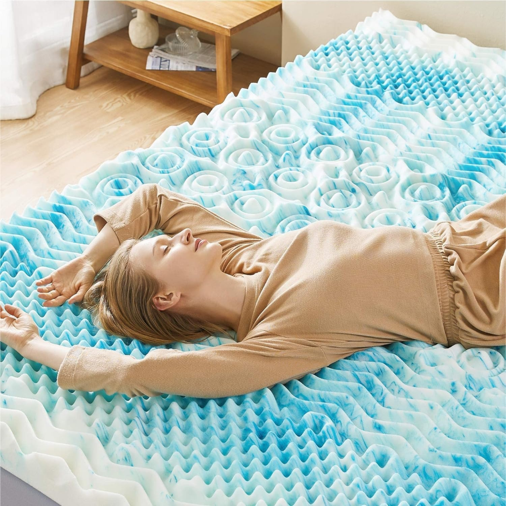 Zentrivo Premium Cooling Egg Crate Foam Mattress Topper