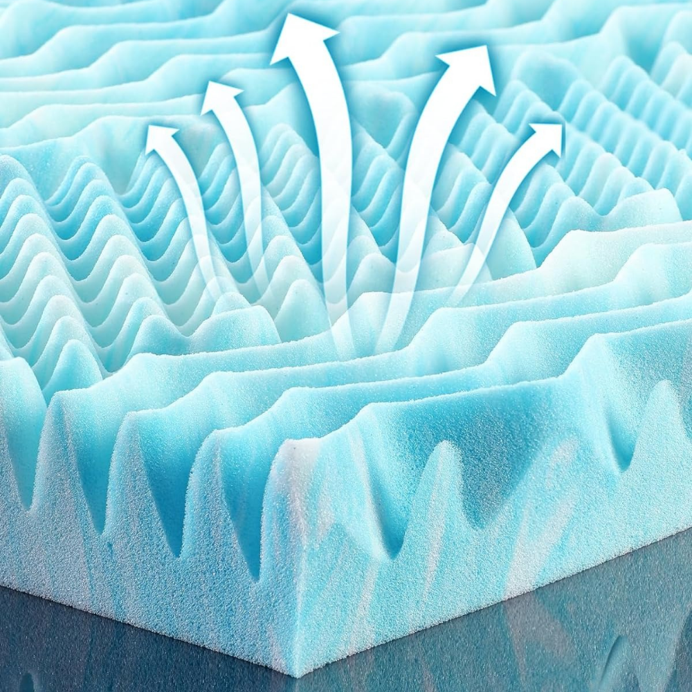 Zentrivo Premium Cooling Egg Crate Foam Mattress Topper