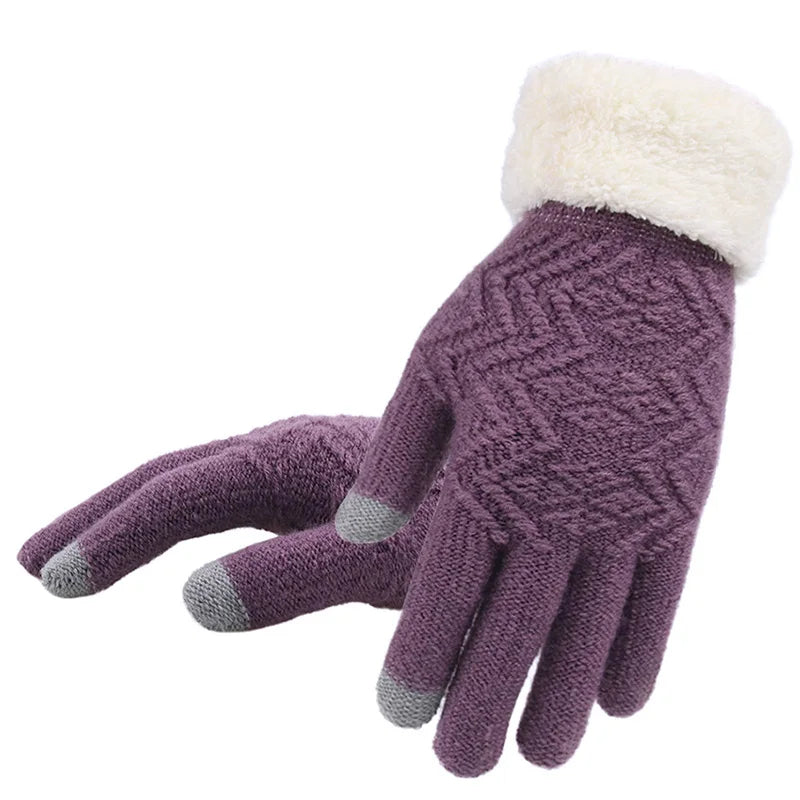 Zentrivo Plush Lined Touch Screen Knitted Gloves