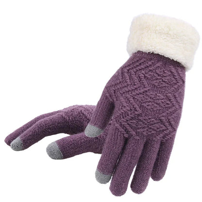 Zentrivo Plush Lined Touch Screen Knitted Gloves