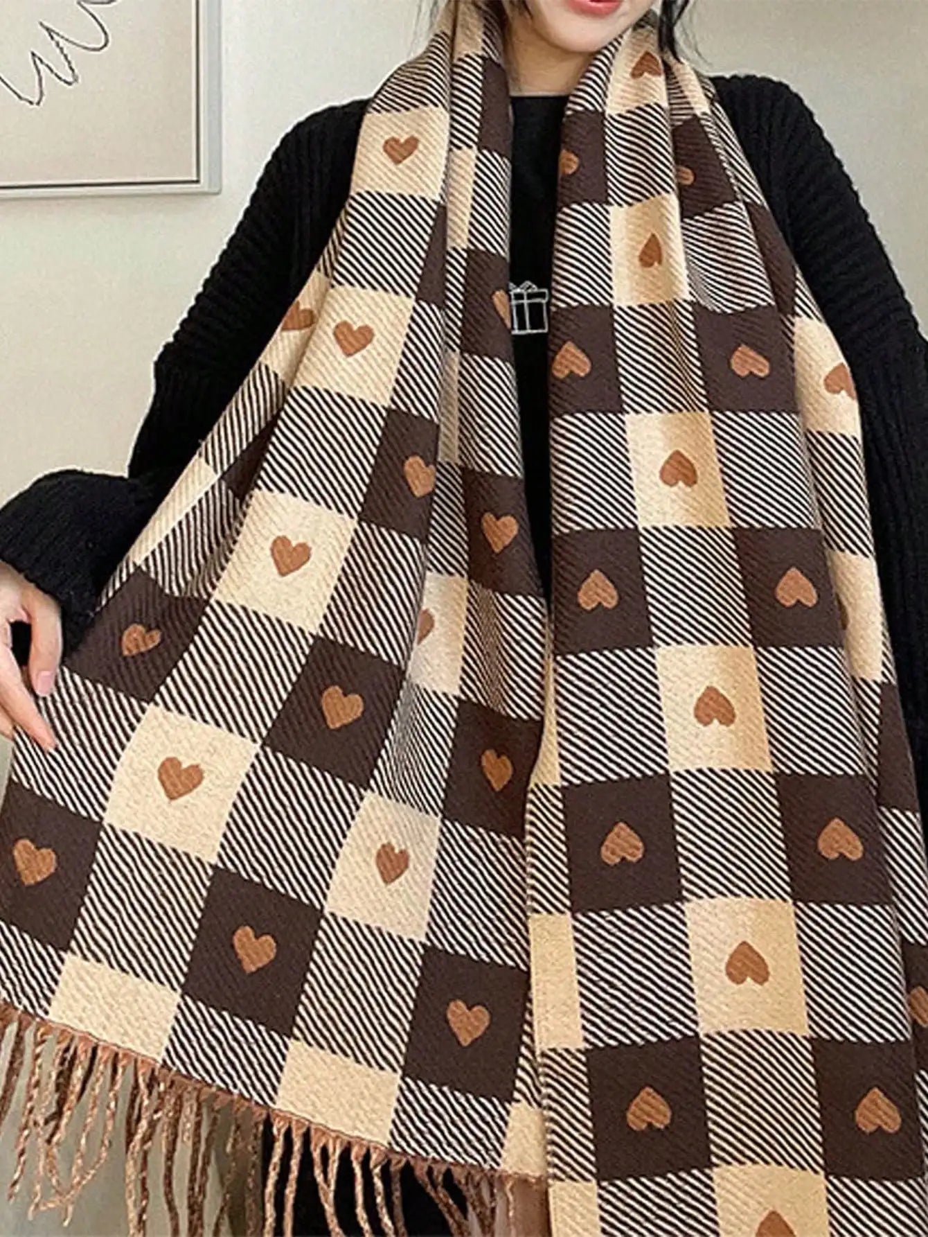 Zentrivo Cozy Checkered Winter Scarf Shawl