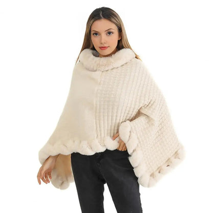 Zentrivo Faux Fur Shawl Cloak for Women