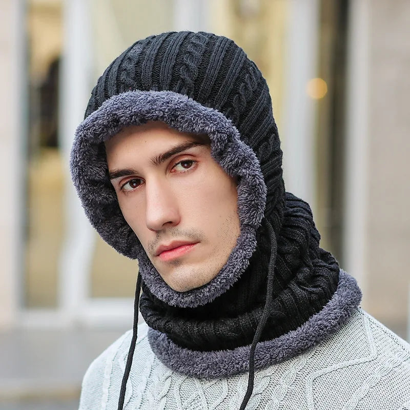 Zentrivo Winter Knit Hat Balaclava with Scarf
