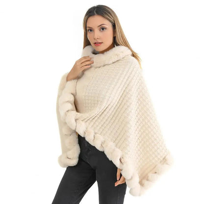 Zentrivo Faux Fur Shawl Cloak for Women