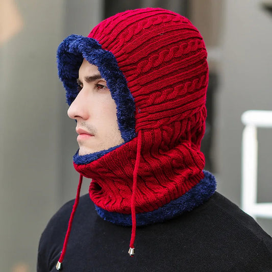 Zentrivo Winter Knit Hat Balaclava with Scarf