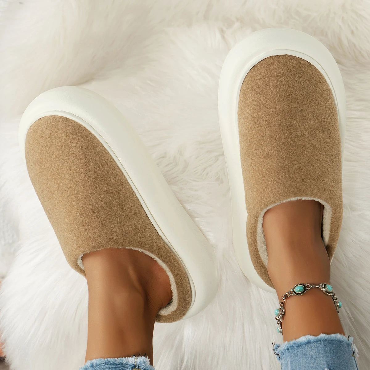 Zentrivo Warm Plush Indoor Winter Slippers for Women