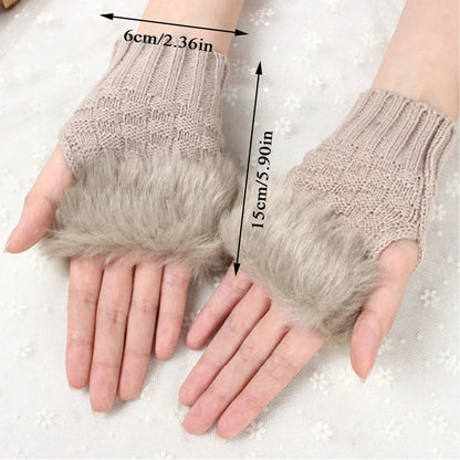 Zentrivo Faux Fur Fingerless Winter Gloves Hand Warmer