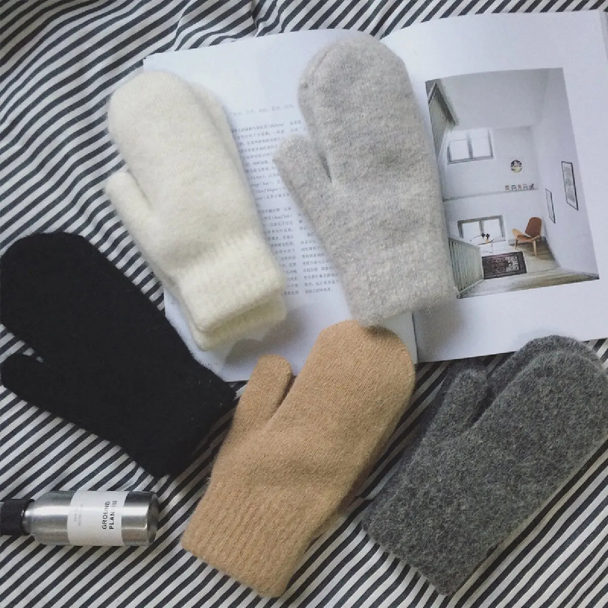 Zentrivo Cashmere Knit Mittens Winter for Women