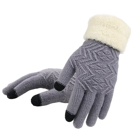 Zentrivo Plush Lined Touch Screen Knitted Gloves