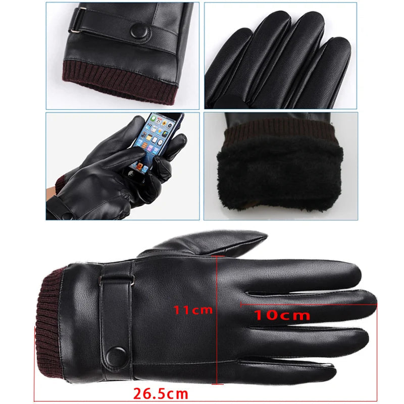 Zentrivo Touch Screen Men's Leather Gloves for Winter