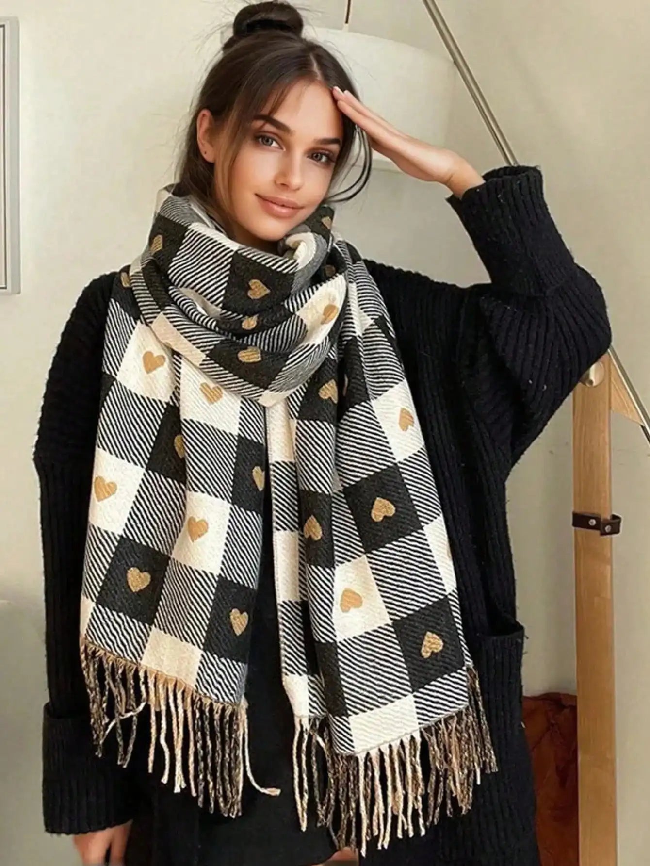 Zentrivo Cozy Checkered Winter Scarf Shawl