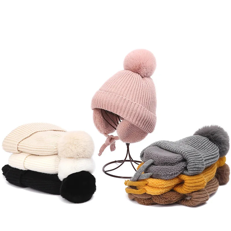 Zentrivo Kids Knit Beanie Winter Hat with Earflaps