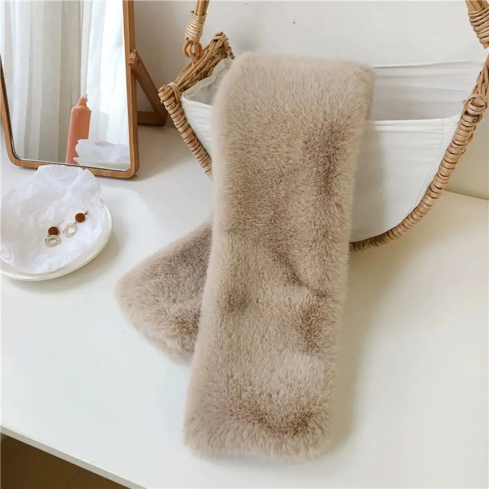 Zentrivo Faux Fur Cross Collar Neck Warmer Winter Scarf