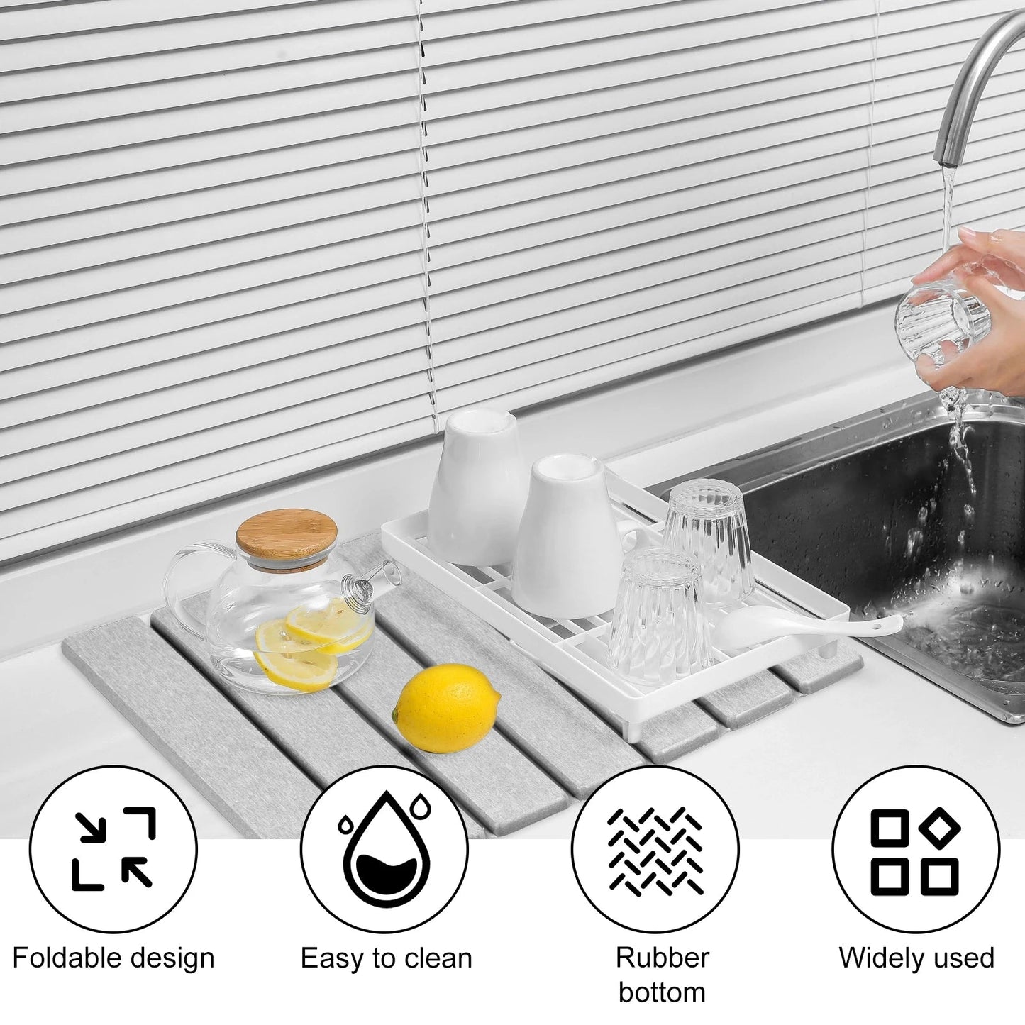Zentrivo Foldable Diatomite Stone Dish Drying Mat