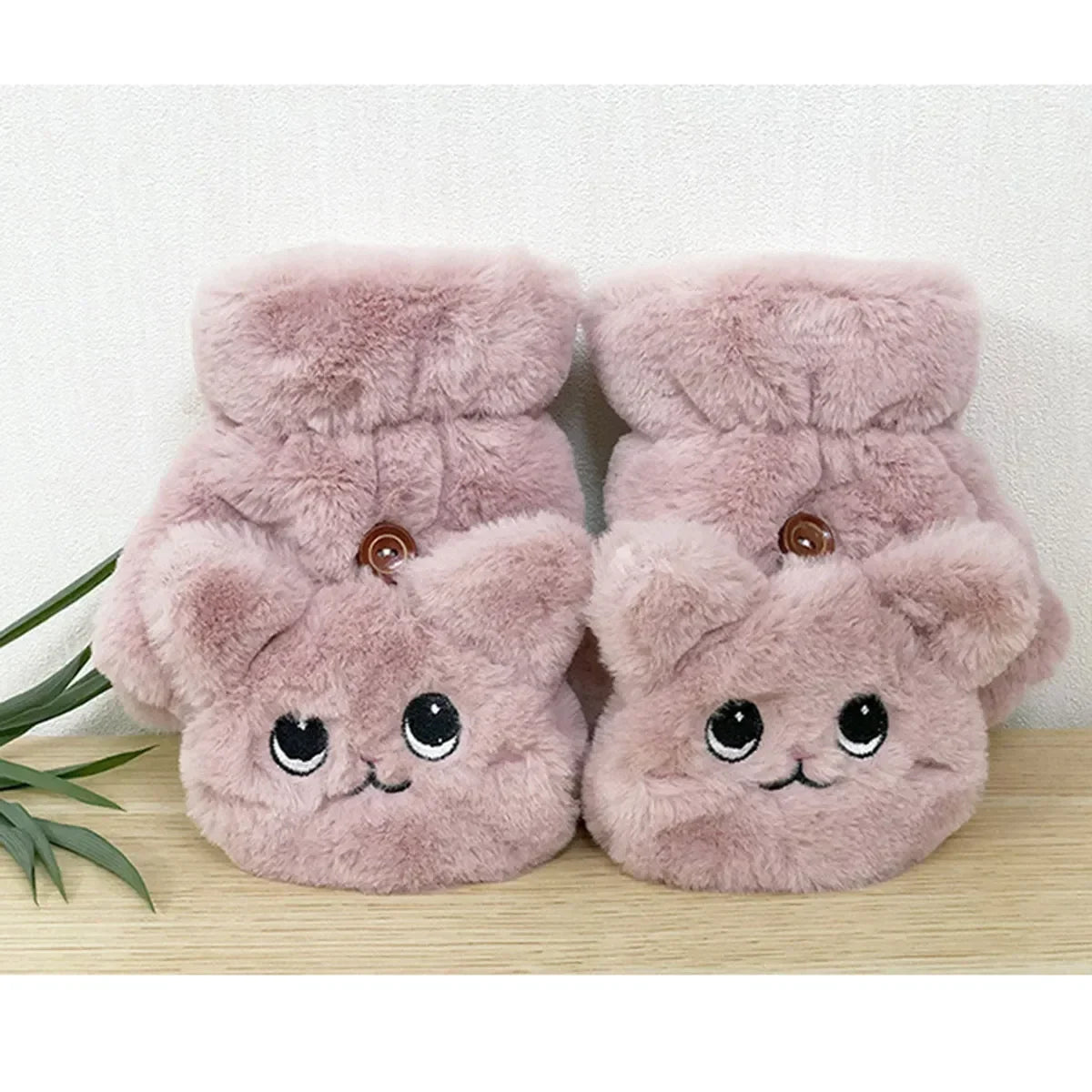 Zentrivo Plush Animal Fingerless Gloves