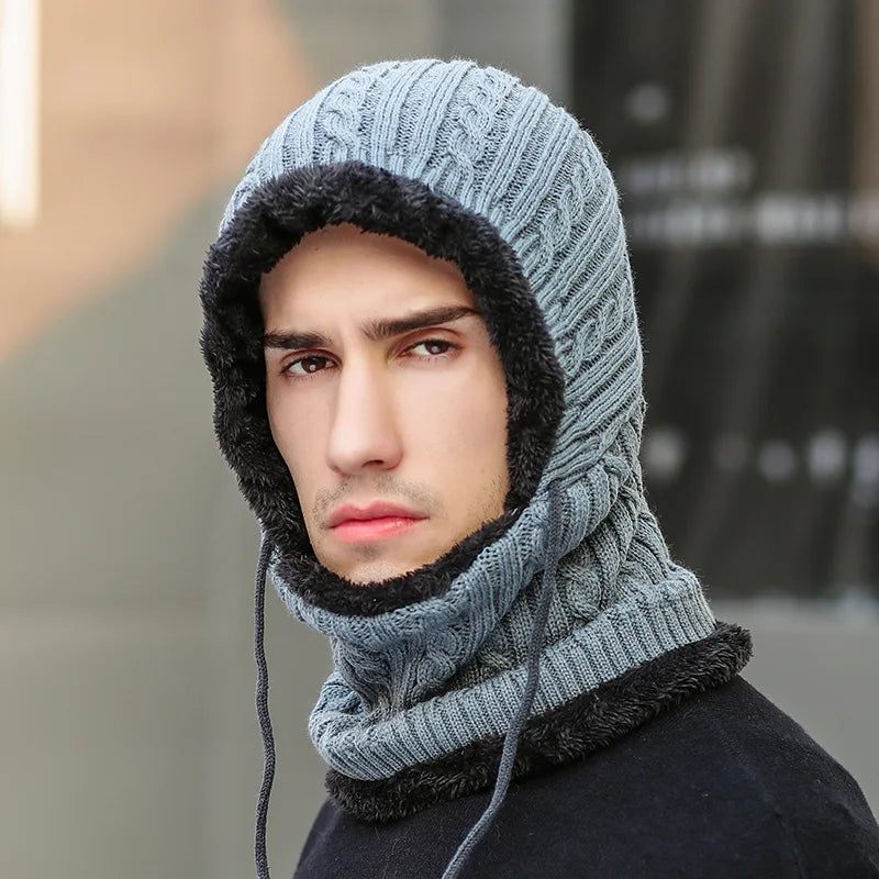Zentrivo Winter Knit Hat Balaclava with Scarf