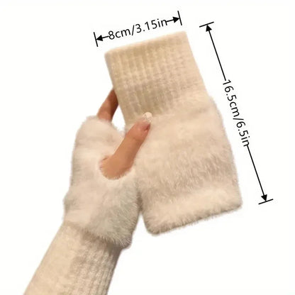 Zentrivo Plush Cozy Fingerless Gloves for Women