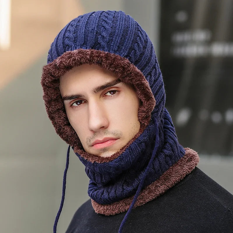 Zentrivo Winter Knit Hat Balaclava with Scarf