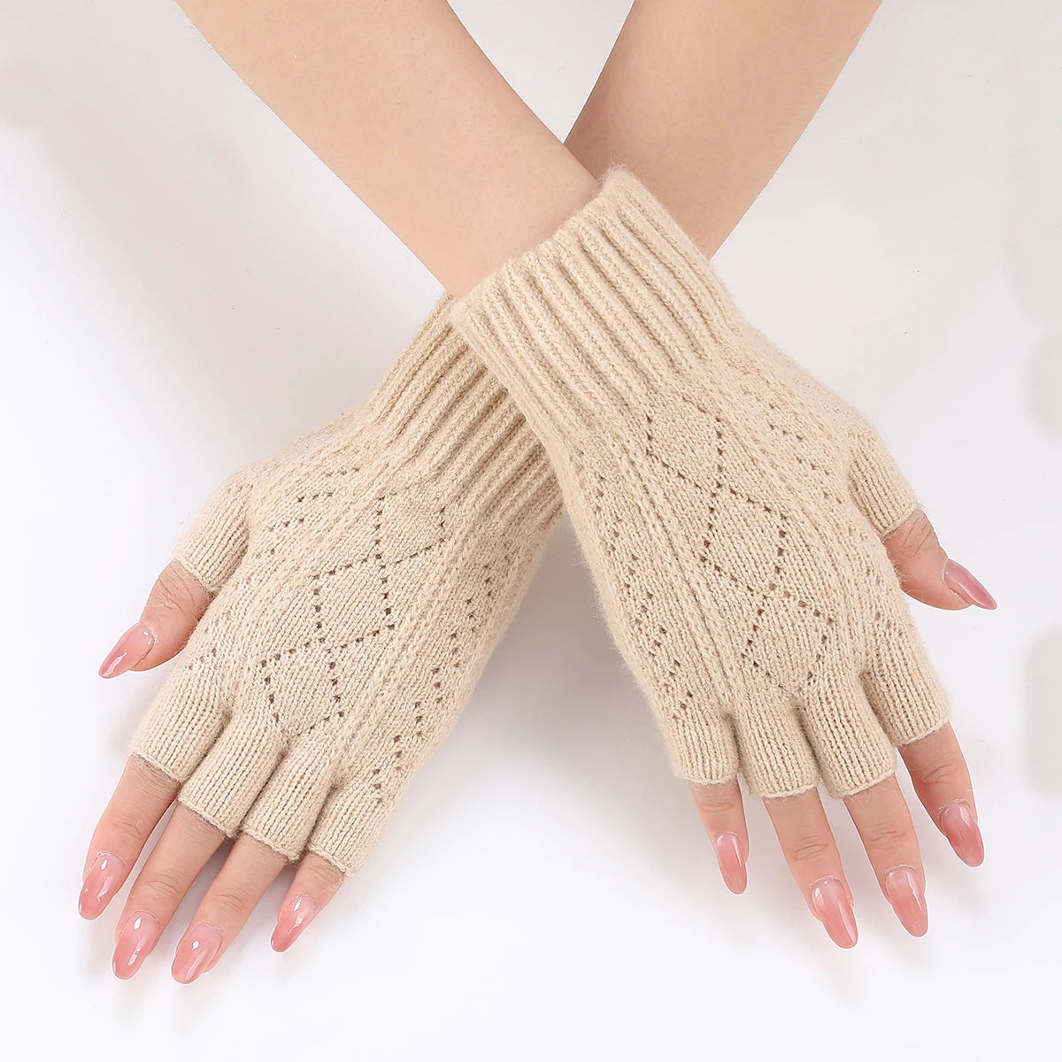 Zentrivo Soft Knit Fingerless Gloves for Winter