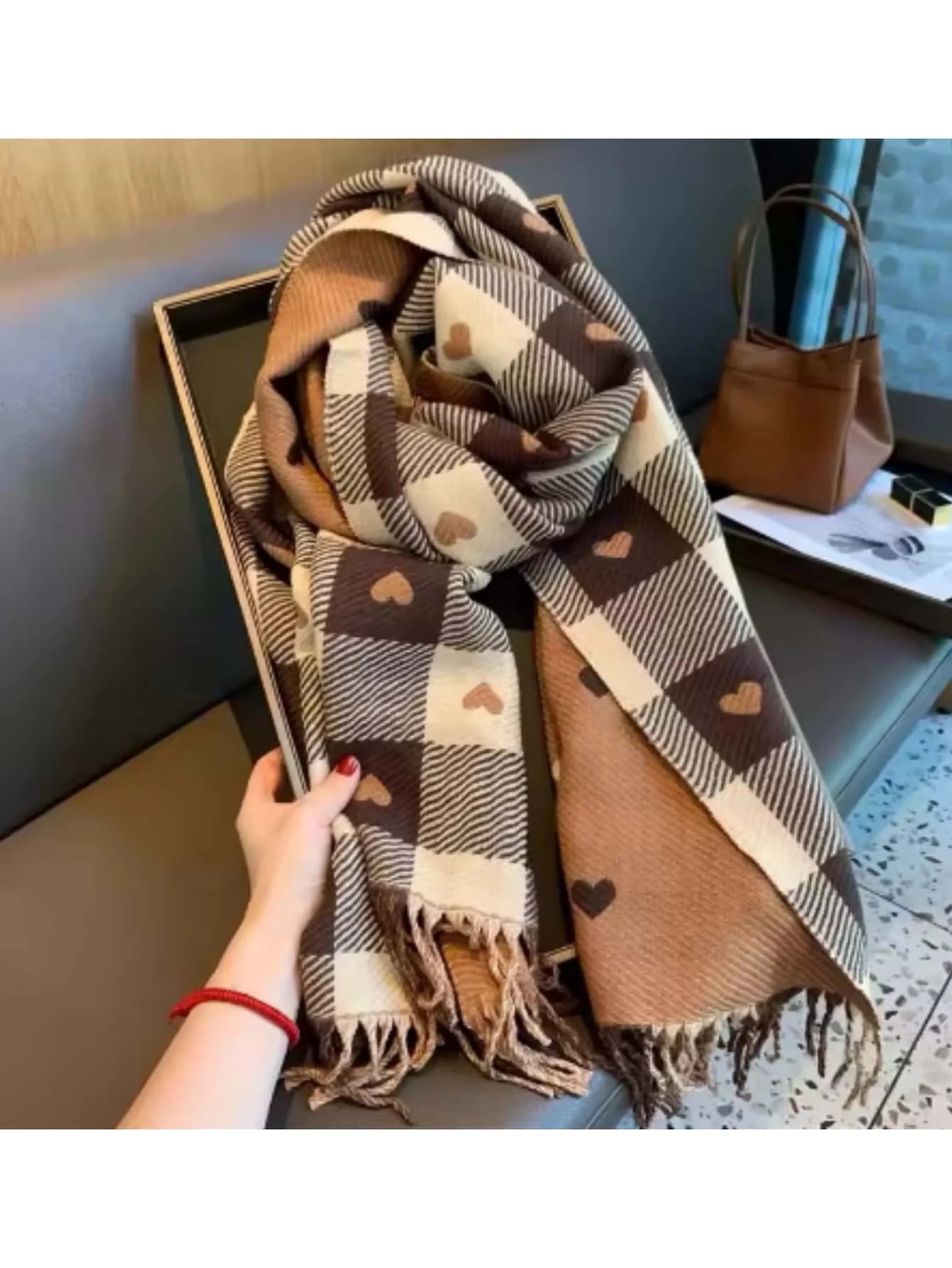 Zentrivo Cozy Checkered Winter Scarf Shawl