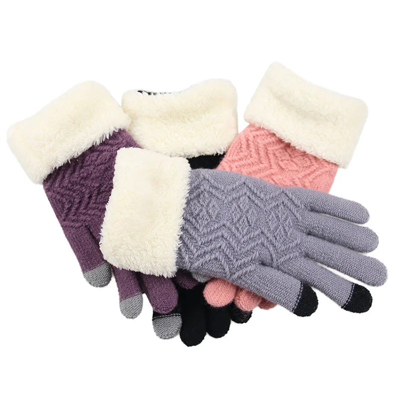 Zentrivo Plush Lined Touch Screen Knitted Gloves