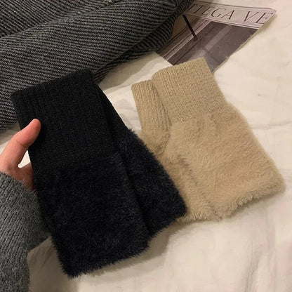 Zentrivo Plush Cozy Fingerless Gloves for Women