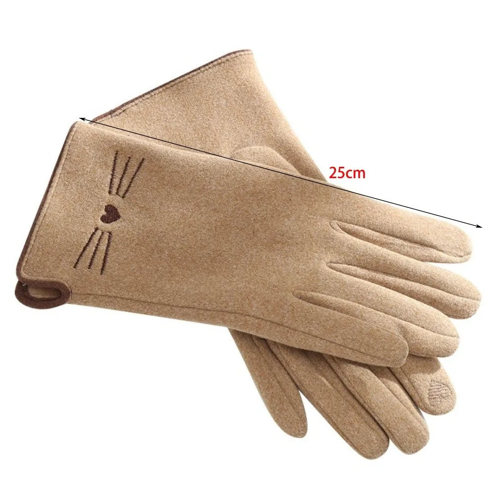 Zentrivo Cat Touchscreen Winter Gloves for Women