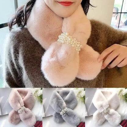 Zentrivo Luxury Faux Fur Pearl Winter Scarf