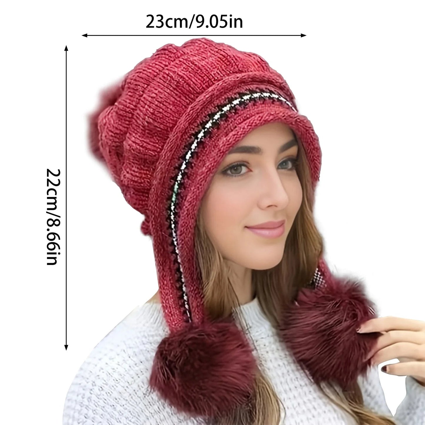 Zentrivo Fleece Lined Winter Hat with Faux Fur Hat Pom Pom