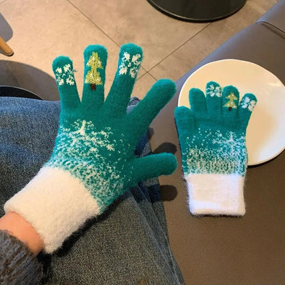 Zentrivo Festive Fleece Lined Knit Fingerless Gloves