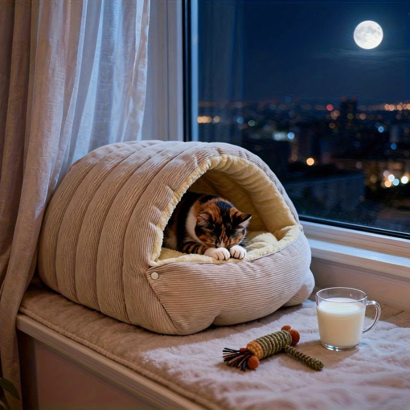 Zentrivo Warm Arctic Fleece Enclosed Cat Cave Bed