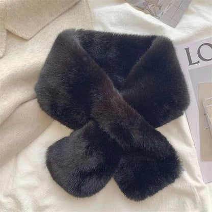 Zentrivo Faux Fur Cross Collar Neck Warmer Winter Scarf