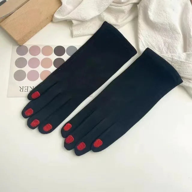 Zentrivo Touch Screen Winter Gloves with Nail Polish Design