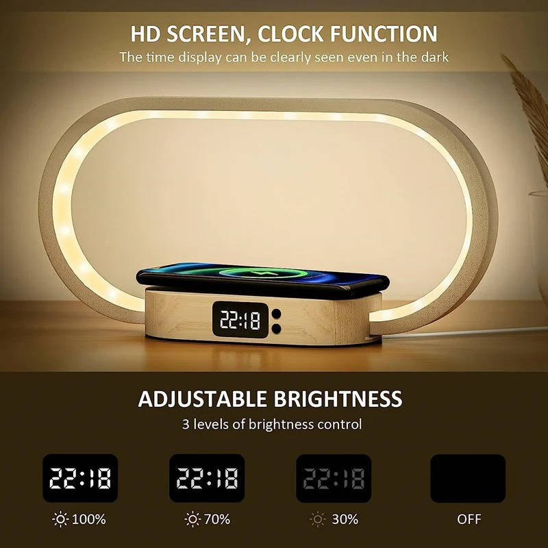 Zentrivo Alarm Clock with Wireless Charging and Night Light