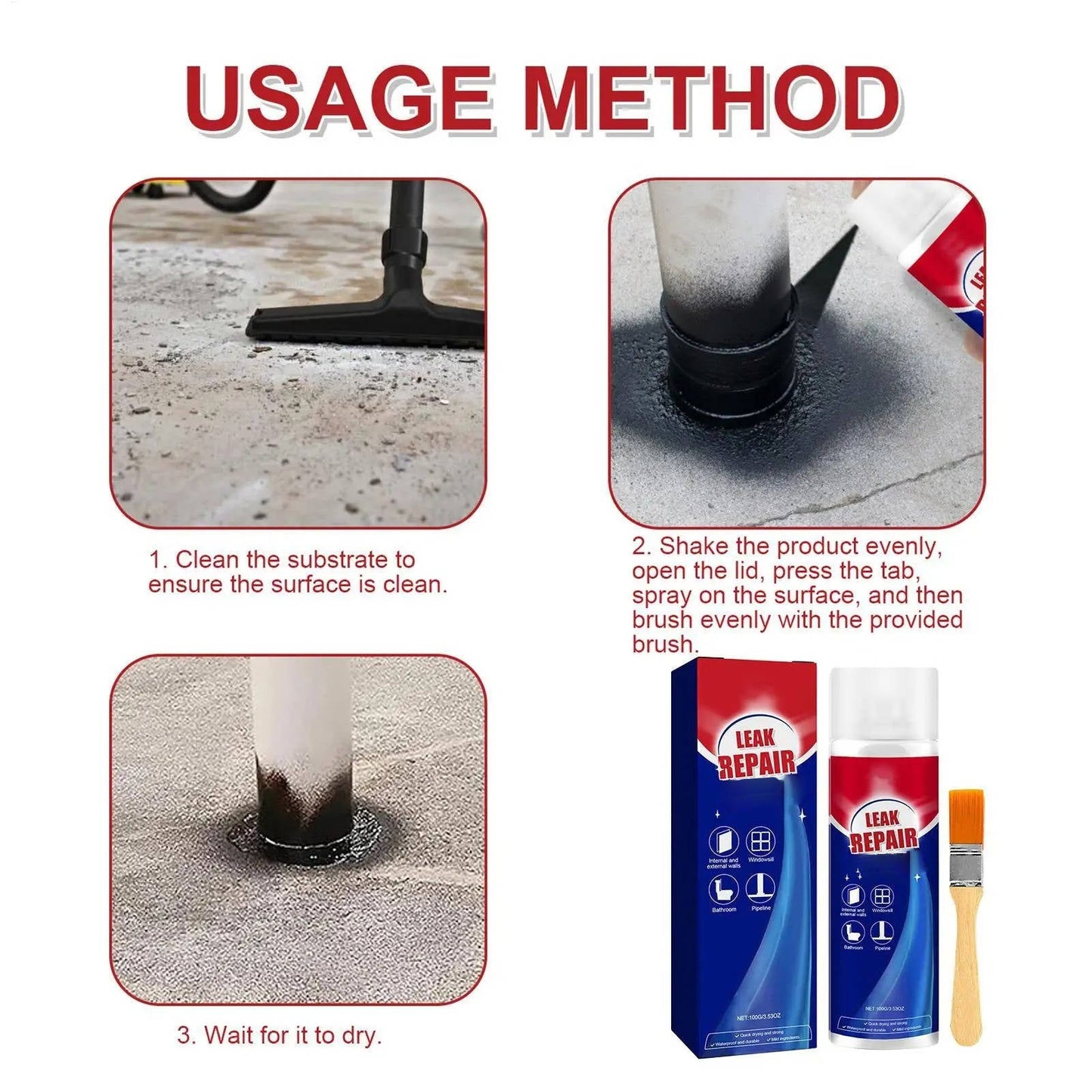 Zentrivo 2 Set Leak Repair Waterproof Sealant Spray All