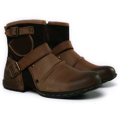 Zentrivo Men's Vintage Style Buckled Ankle Boots