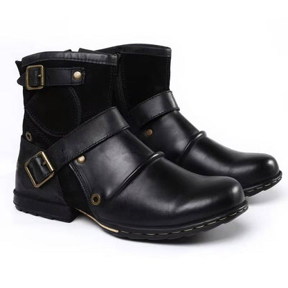 Zentrivo Men's Vintage Style Buckled Ankle Boots