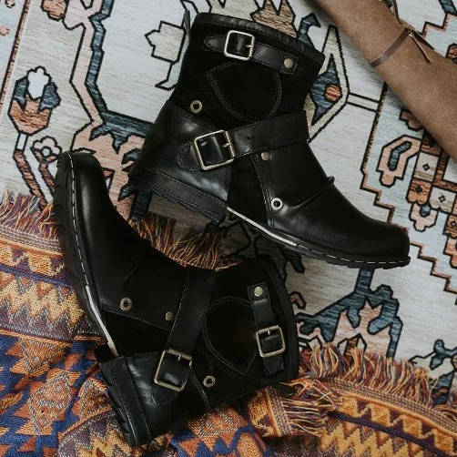 Zentrivo Men's Vintage Style Buckled Ankle Boots